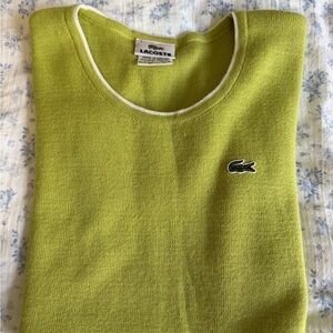 Lacoste Bright Lime Green Sweater with White Trim